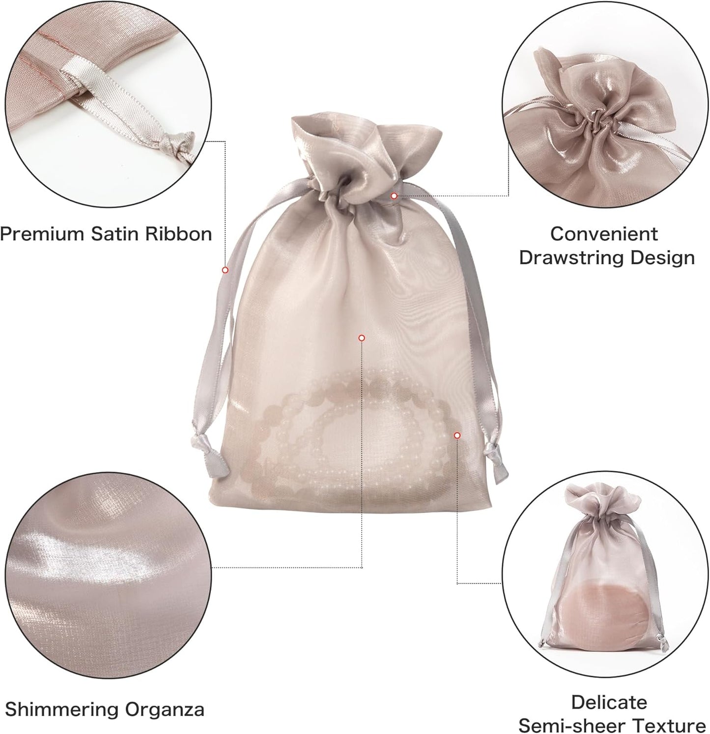 20 Pcs Champagne Small Organza Bags 6X9 inch for Wedding Favors with Drawstring, Mini Mesh Gift Bags Jewelry Pouch for Candy Bridal Shower Party Favor Baby Shower Christmas