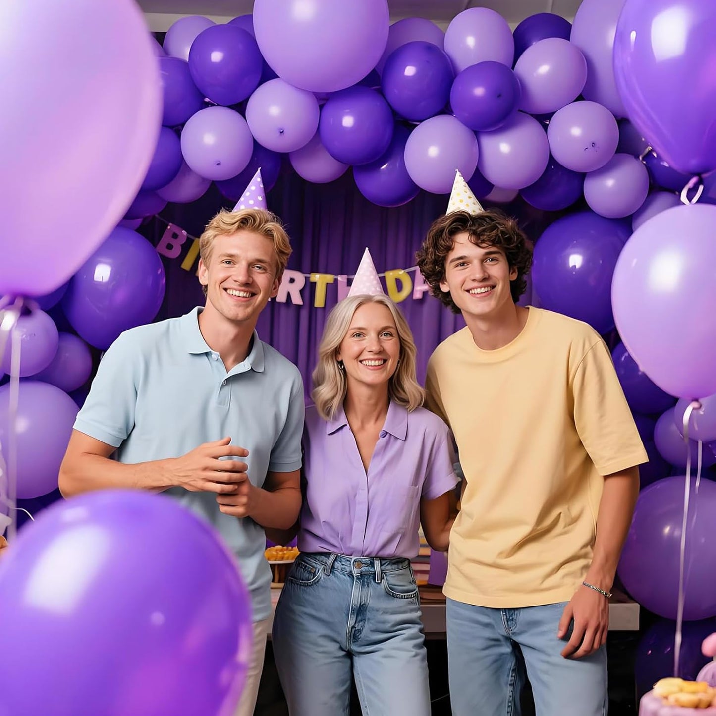 KAWKALSH Purple Latex Party Balloons, 110 Pack 12 inch Round Helium Balloons for Wedding Graduation Halloween Birthday Party Backdrop Decorations