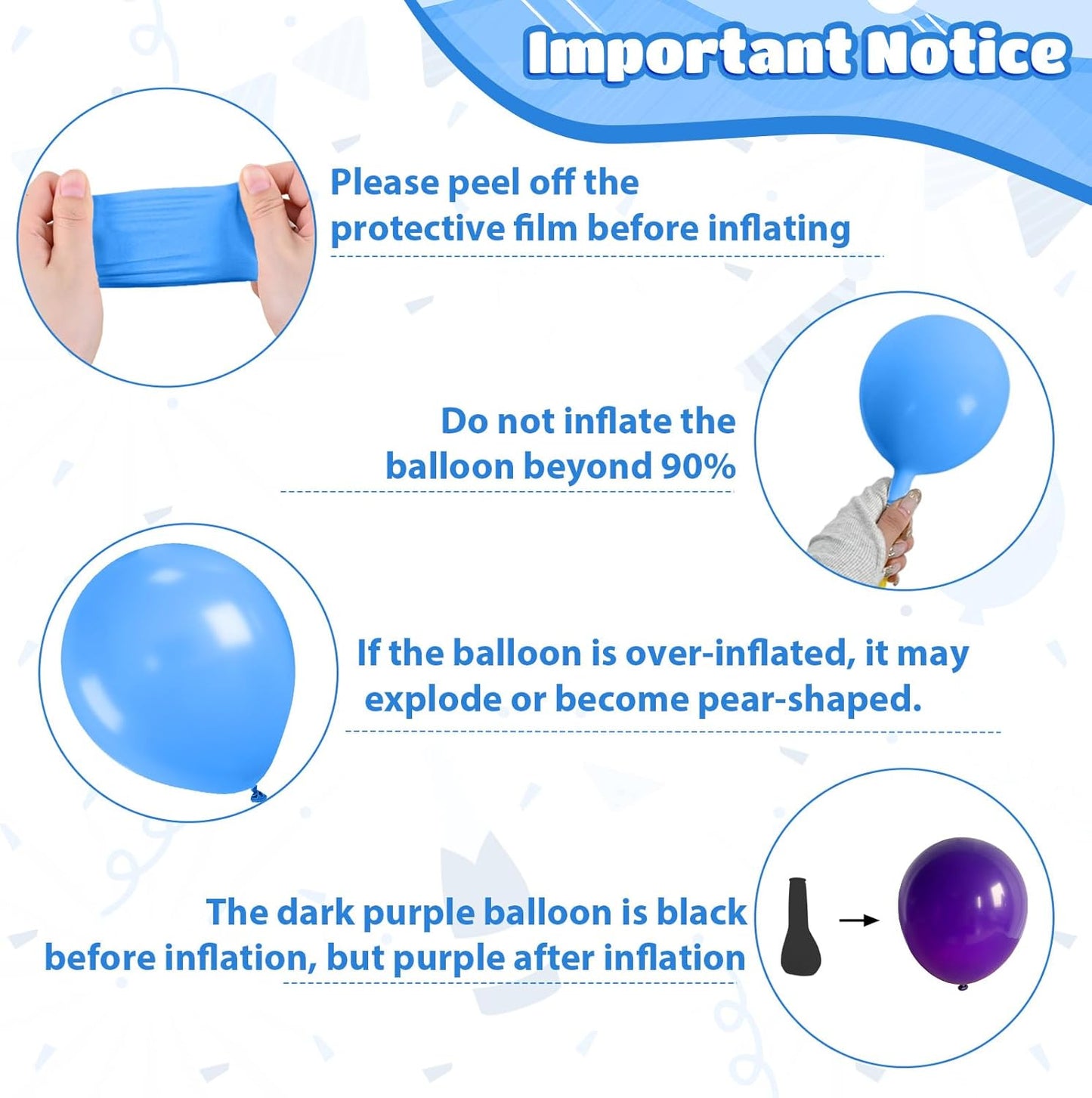 Black Purple Blue Balloons, 12 Inch Metallic Blue Dark Purple Blue Black Confetti Balloons for Girl Party Baby Shower Engagement Party Decorations