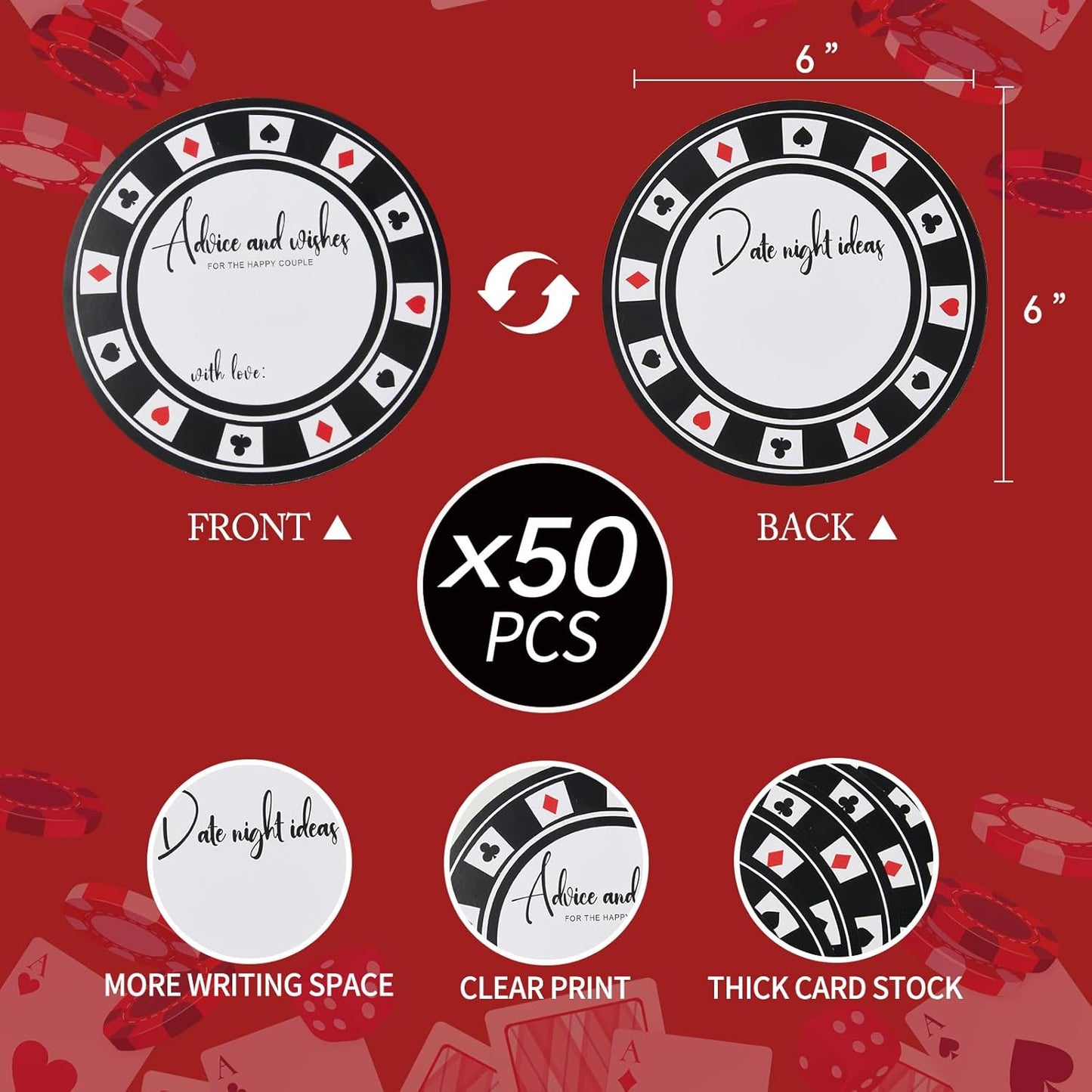 Bridal Shower Games Casino Bridal Shower Advice Cards Wedding Games 50 Guests Advice and Wishes