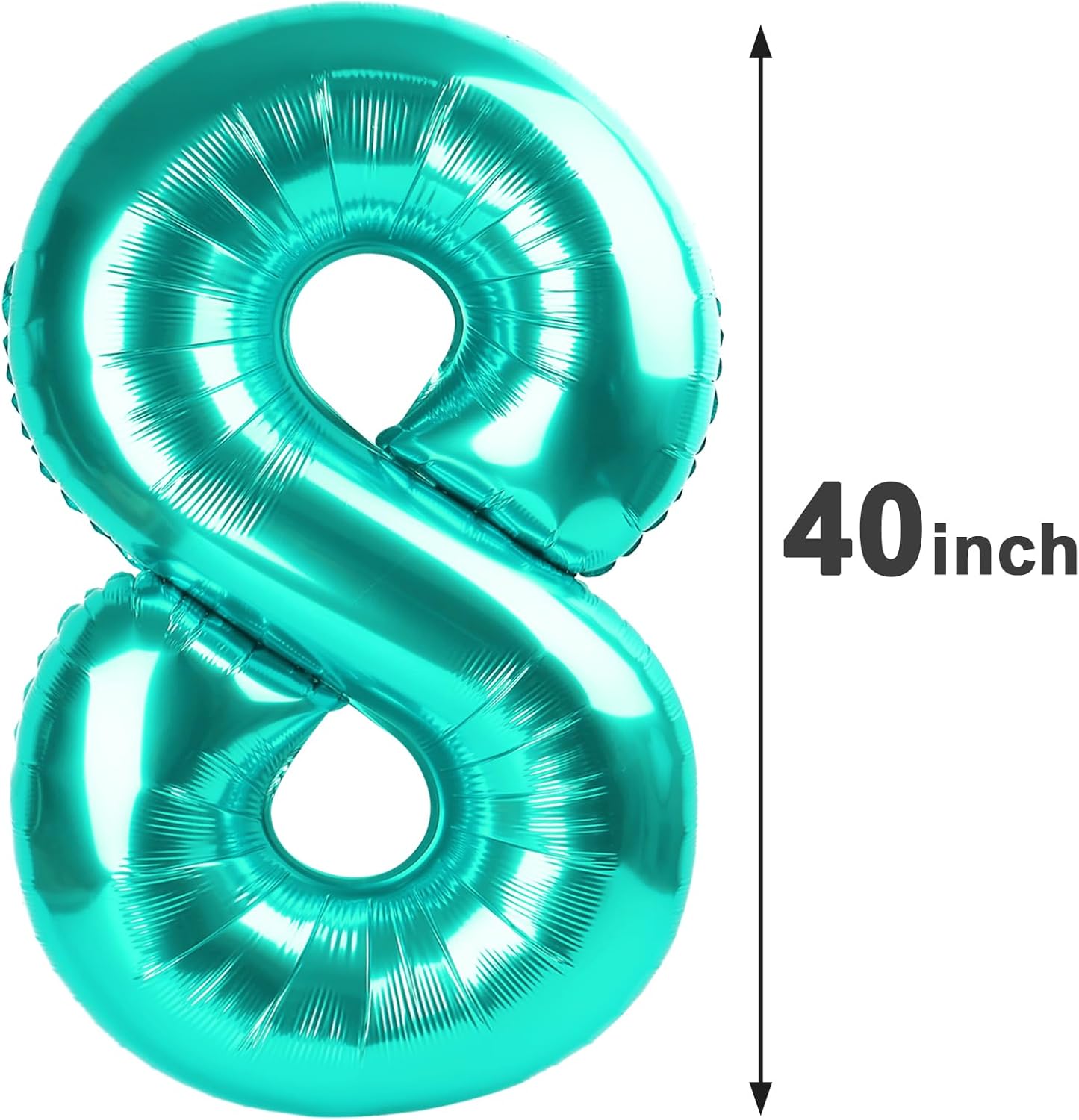Teal Blue Foil Number 8 Balloon 40 Inch, Helium Mylar Eight Number 8 18 28 38 48 58 80 88 Birthday Balloons, 8th Teal Blue Women Men Wedding Anniversary, Graduations Party Supplies