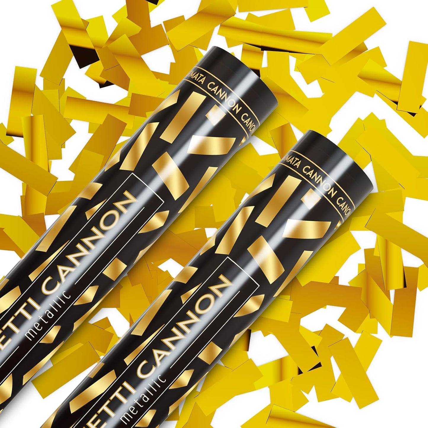 Yellow Confetti Poppers, 15 Inch Gold Party Poppers for Birthday, Wedding, Halloween Celebrations - Air Powered Confetti Gun