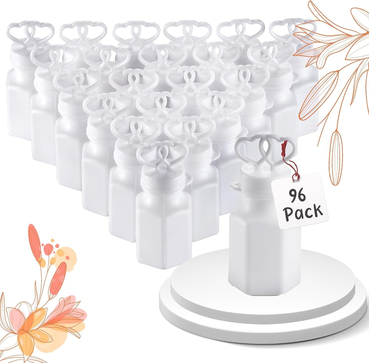 Bulk Wedding Bubbles with Wands - (96 Count) Mini Double Heart Top Bubbles for Wedding Send Off, Bridal Party Favors, Engagement, Anniversary Celebrations, Toy Gifts for Kids, Boys or Girls