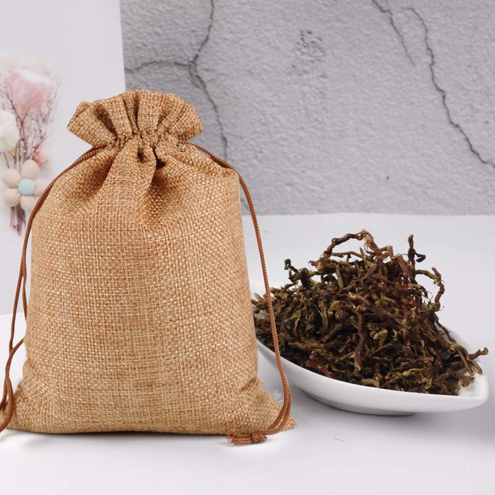 Lucky Monet 25/50/100PCS Burlap Gift Bags Wedding Hessian Jute Bags Linen Jewelry Pouches with Drawstring for Birthday, Party, Wedding Favors, Present, Art and DIY Craft (25Pcs, Coffee, 3” x 4”)