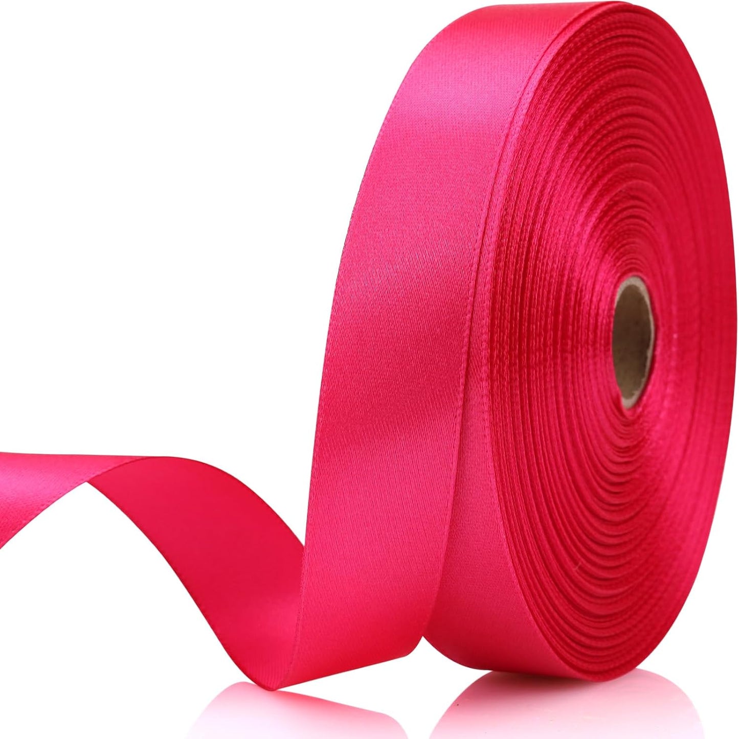 Hot Pink Satin Craft Ribbon - 7/8 Inch, 60 Yards - Single Face Polyester for Handmade Roses, Gift Wrapping, Wedding & Party Decoration