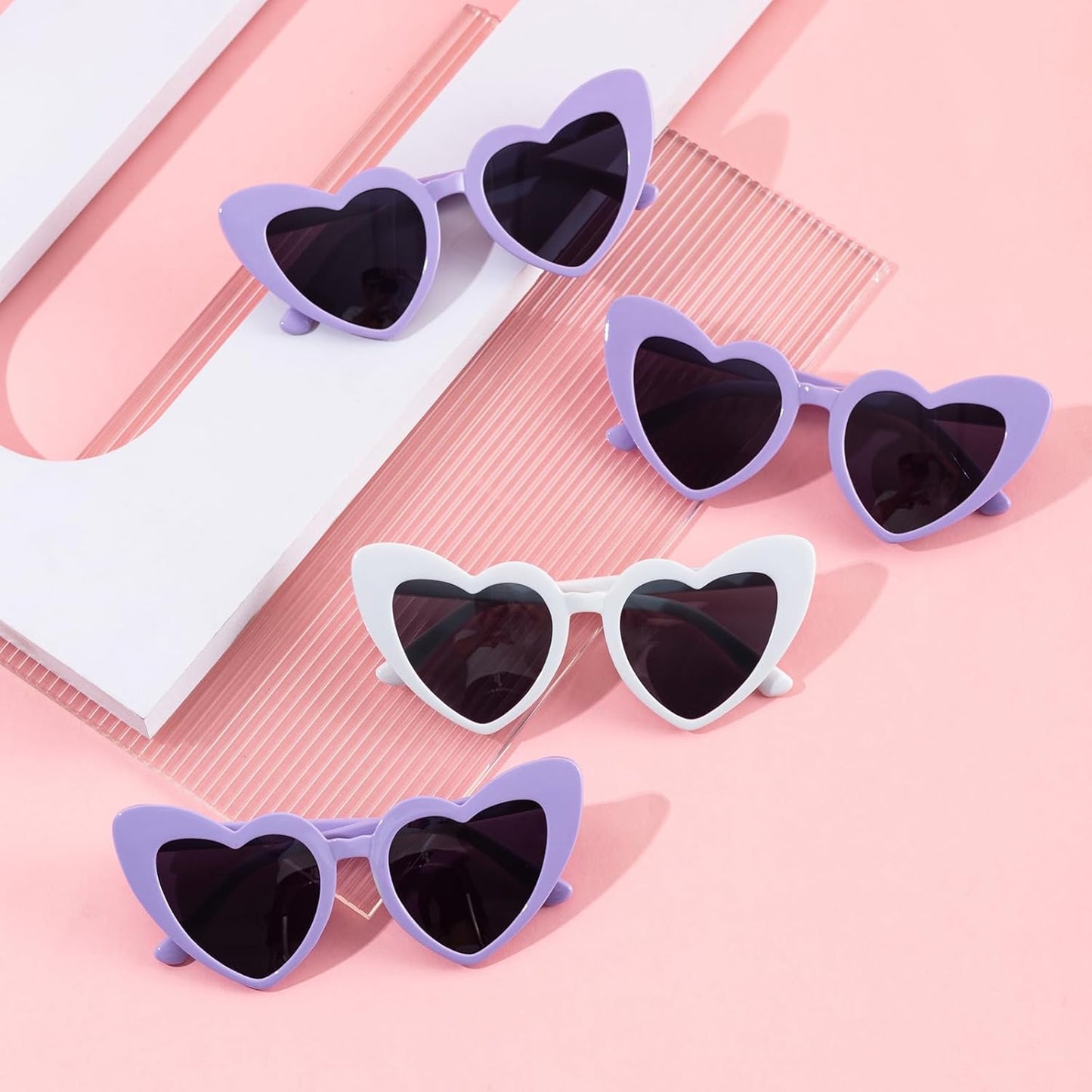 Bachelorette Party Favor Sunglasses 6 Pack,Retro Cat Eye Heart Sunglasses for Women,Bridesmaid Proposal Gifts