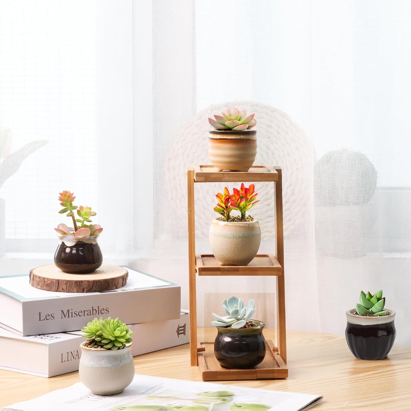 T4U Small Ceramic Succulent Pots with Drainage - Set of 12, Mini Pots for Plants, Home and Office Decor, Plant Lover Gifts for Women