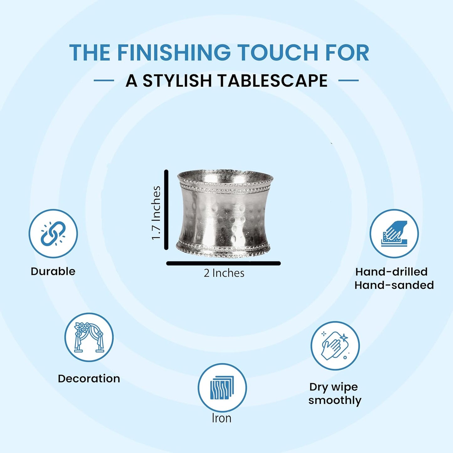 Silver Napkin Rings Set of 12, Heavy Duty Metal Napkin Holder Buckles, Fall Thanksgiving Christmas Napkin Rings, Napkins Rings for Dinner Table Decor, Wedding, Banquet, Party, Easter - CLEENTABLE