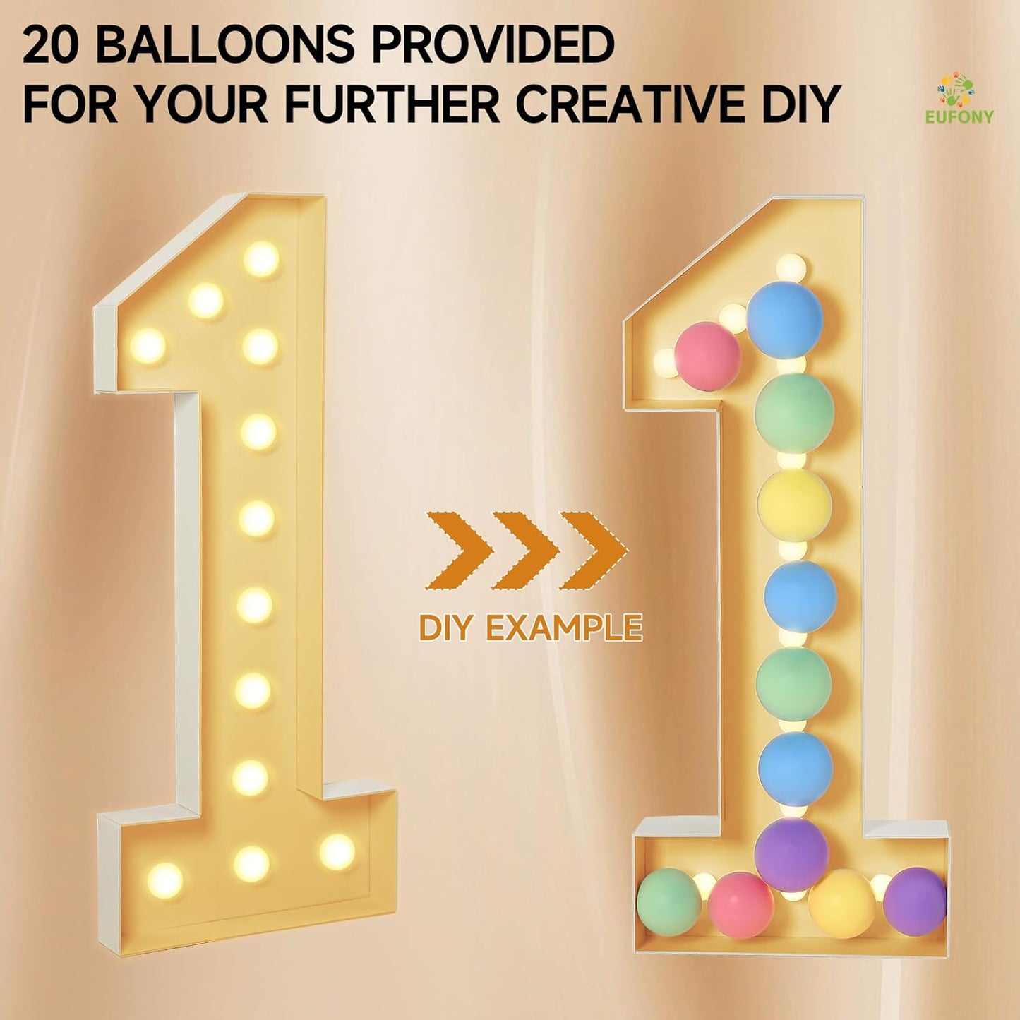 4FT Marquee Numbers, Large Light Up Numbers 8 for 8th 18th 80th Birthday Party Decorations, Giant Light Up Number for Anniversary Decor, 4 Feet Mosaic Number 8 with LED Lights DIY Kit
