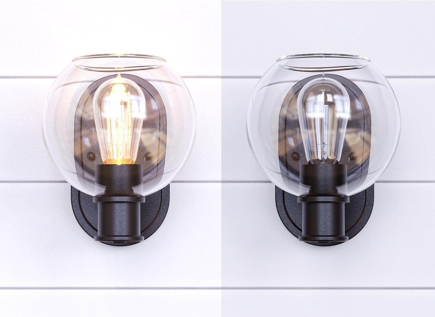 Dan Modern Farmhouse 1-Light Wall Sconces Light with Clear Glass Globe Shade in Dark Bronze Finish for Hallway, Entryway, Bathroom, Garage, Kitchen, Living Room