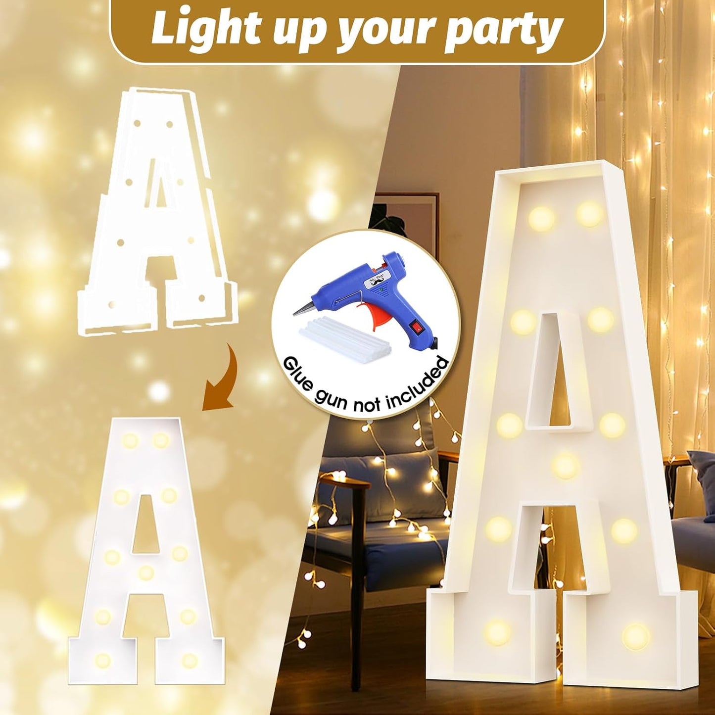 Ledido 4FT Marquee Light Up Numbers Large Light Up Letters for Party Decoration, Marquee Numbers for 9th 19th Birthday Anniversary, Pre-cut Foam Board Assembly Required Number 9