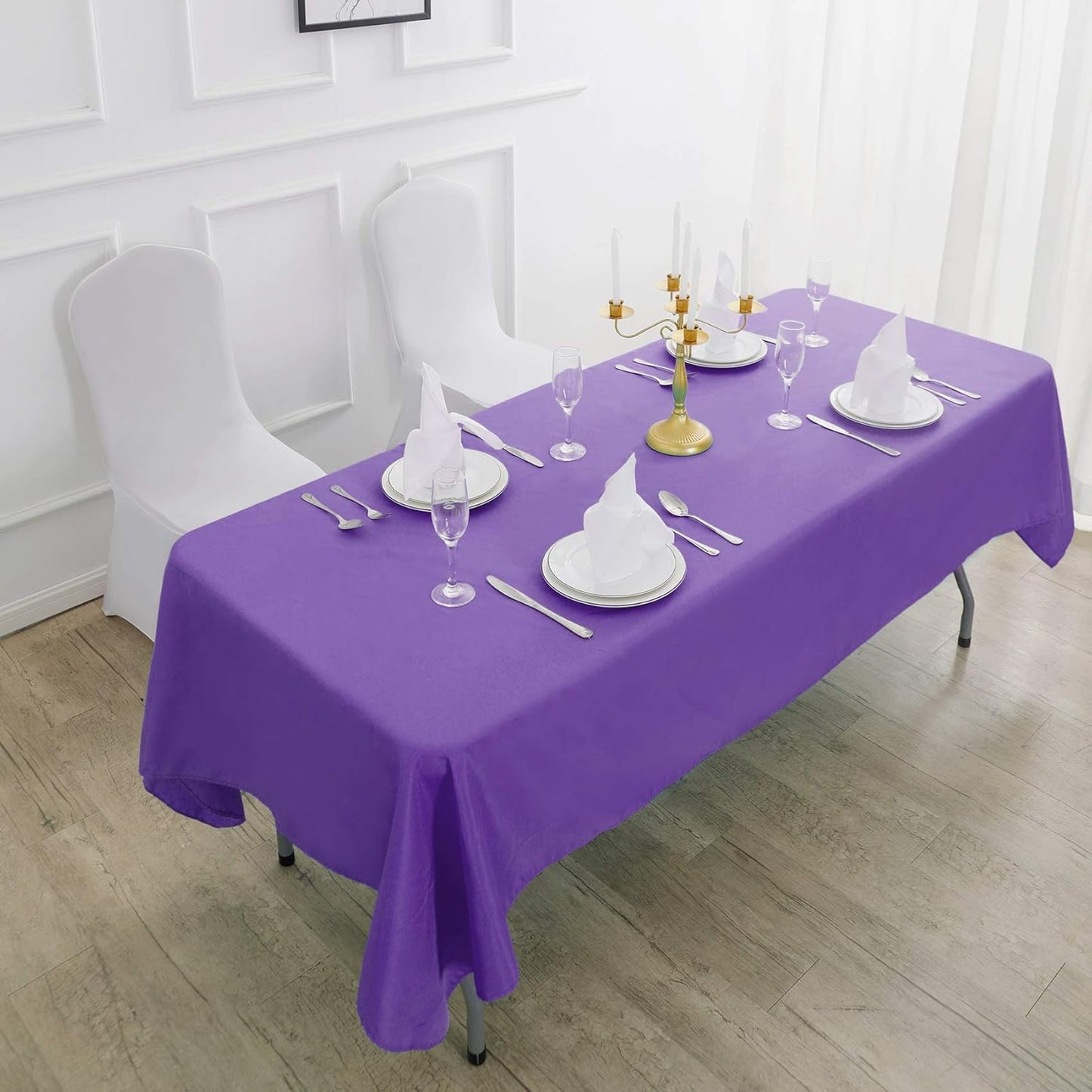 Rectangle Tablecloth 60x102 inch Washable Polyester Fabric Table Cloth for Wedding Party Dining Banquet Decoration（60x102,Purple）