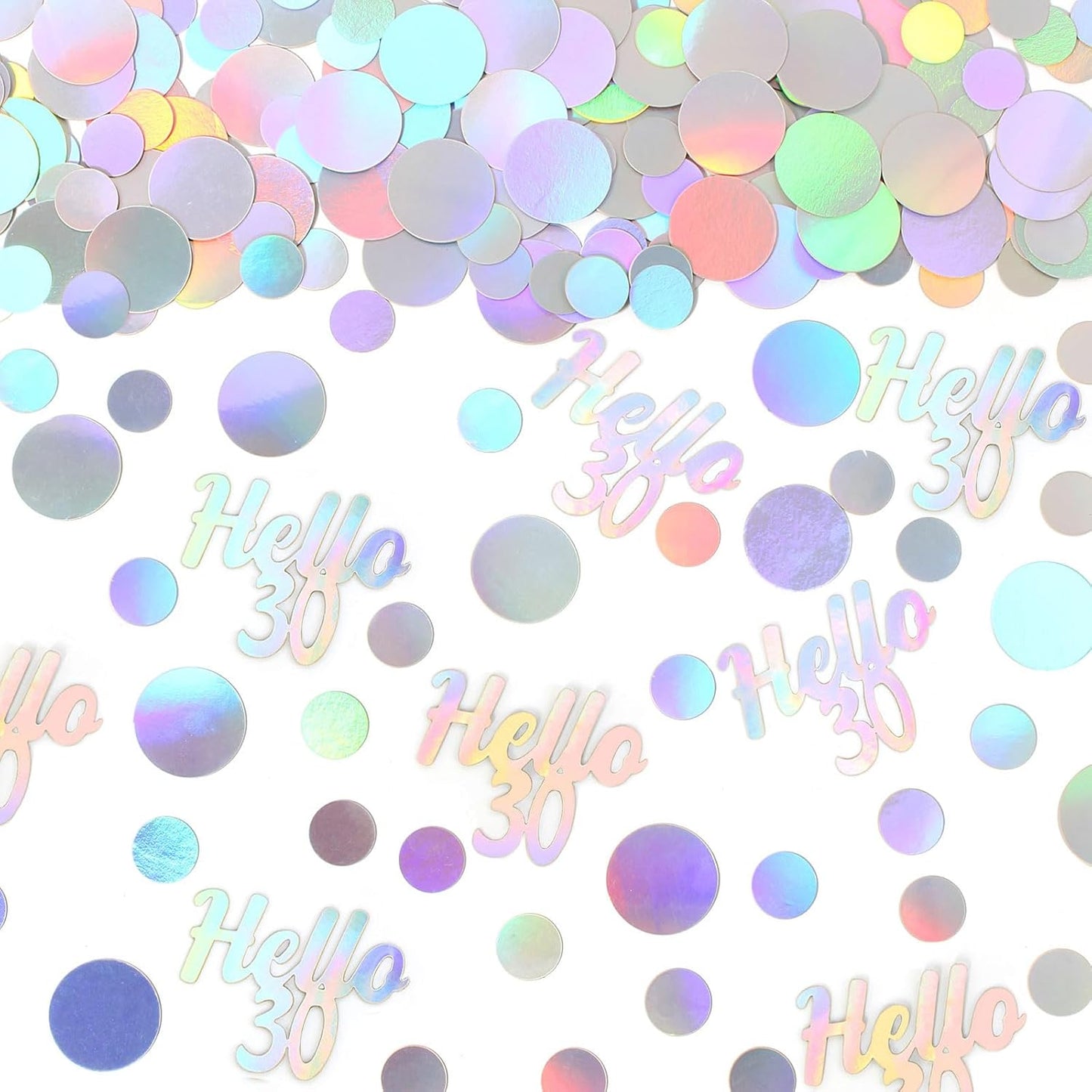 Hello 30 Birthday Confetti for Tables Iridescent Circle Dots Happy 30th Birthday Party Decorations for Her Women Thirty Years Old Birthday Table Scatters Confetti Decor Supplies 300PC