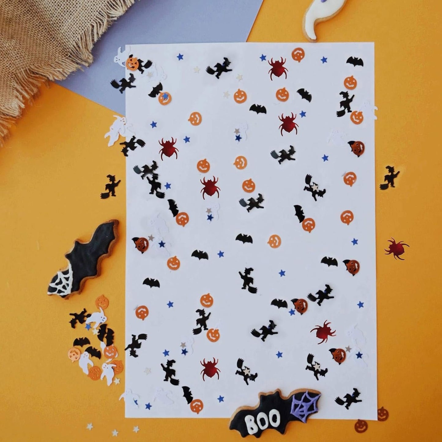 Halloween Bat and Spider Glitter Confetti, Pumpkin Decor Table Scatters 60g