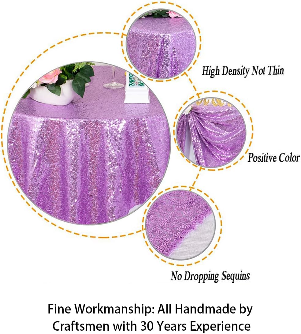 ShinyBeauty Sequin Tablecloth Square 54x54-Inch Lavender Table Cloths for Round Tables Light Purple Sequins Fabric Tablecloths Overlay Glitter Linen for Party Small Square Table Cloth Wedding