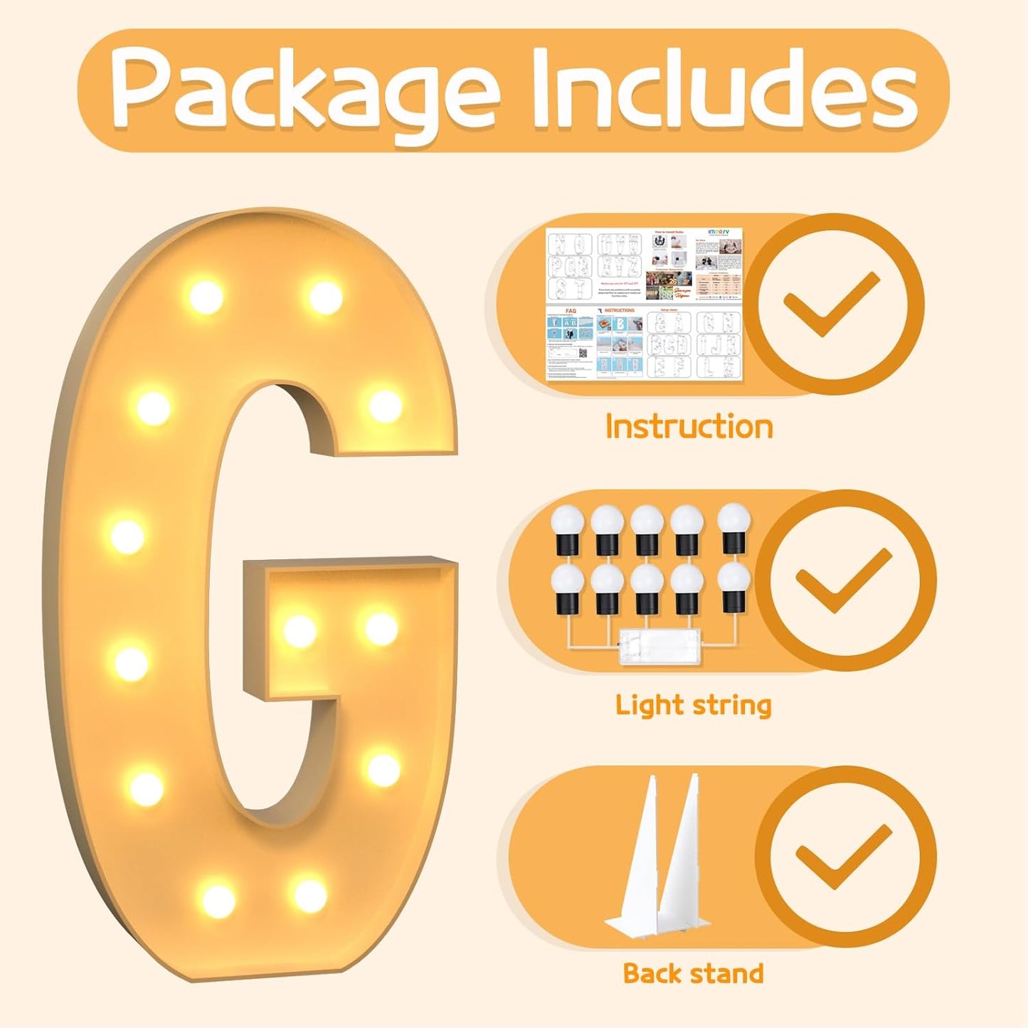 Marquee Letters 4 Feet Tall Large Light Up Letters G Happy Birthday Decorations Marry Me Engagement Party Decor Yellow Light Birthday Decorations Balloon Arch Kit Foam Sign G