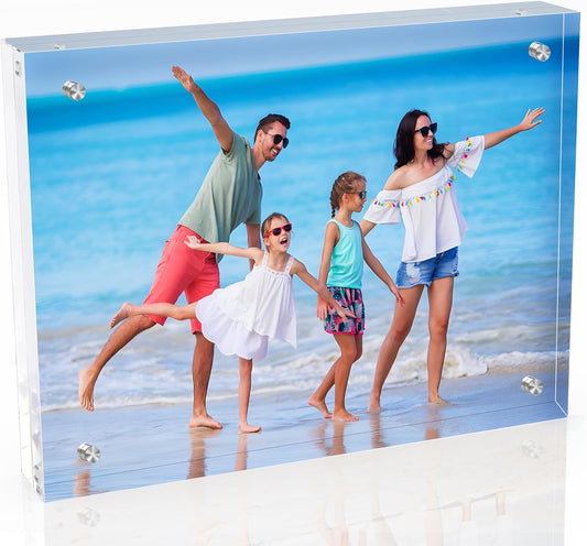 8x10 Inches Acrylic Picture Frames 1 Pack, Double Sided Magnetic Photo Frames,Free Standing on Desk or Table Clear Picture Frames