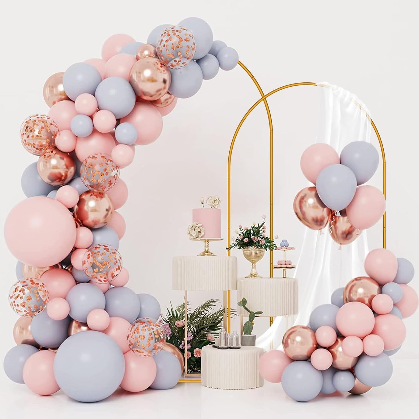 2 Pack Arch Backdrop Stand (7.2FT/6FT), Easy Assembly Backdrop Arch, Gold Wedding Arch Stand, Balloon Arch Stand for Photo Backdrop