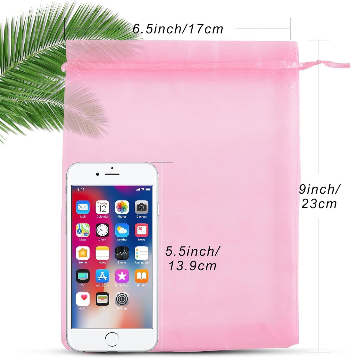 ANZNKU 50 Pack Sheer Organza Bags 6x9 inches, Mesh Drawstring Bags, Mesh Bag for Gifts Large Organza Favor Bag Drawstring for Party Wedding Christmas(Pink)
