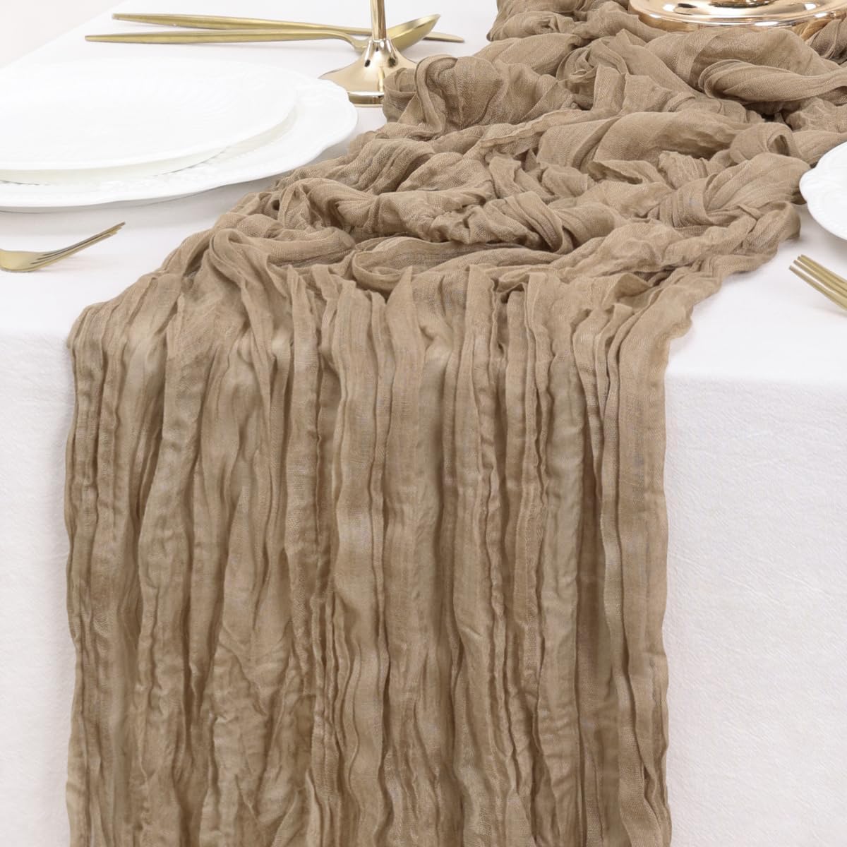 Nude Table Runner Cheesecloth Table Runner 10FT Farmhouse Table Runners 120 Inches Fall Table Decor Dining Room Centerpiece Wedding Boho Baby Shower Birthday