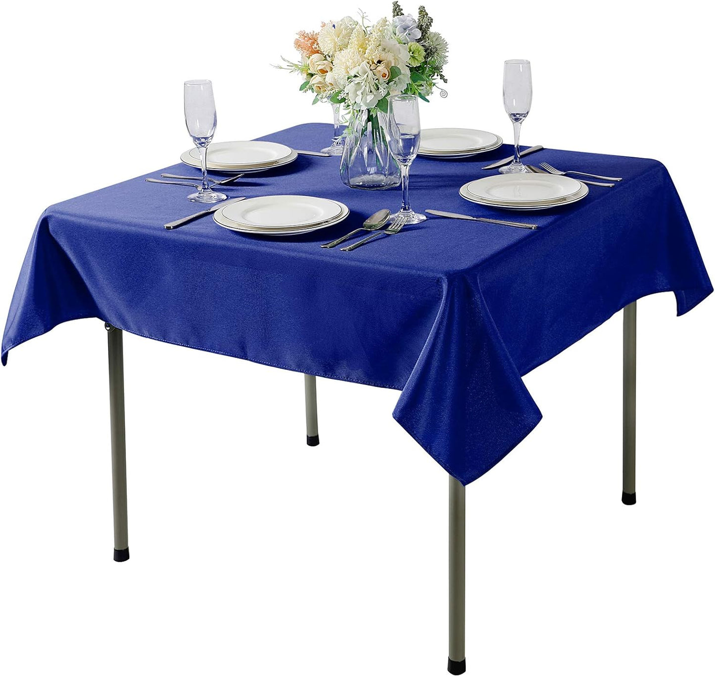 Cupuamon Square Tablecloth 52x52 inch Washable Polyester Fabric Table Cloth for Wedding Party Dining Banquet Decoration（52x52,Royal Blue）