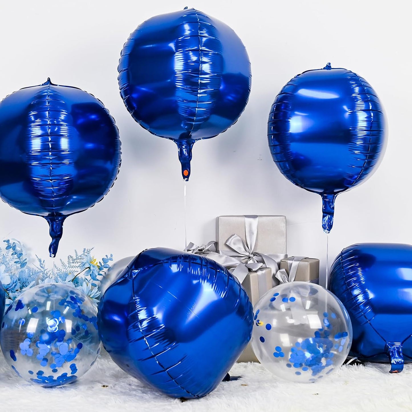 6Pcs Royal Blue Round Foil Balloons,Giant 4D Round Ball Balloons,22 Inch Metallic Blue Balloon for Birthday Wedding Graduation Prom Party Decorations