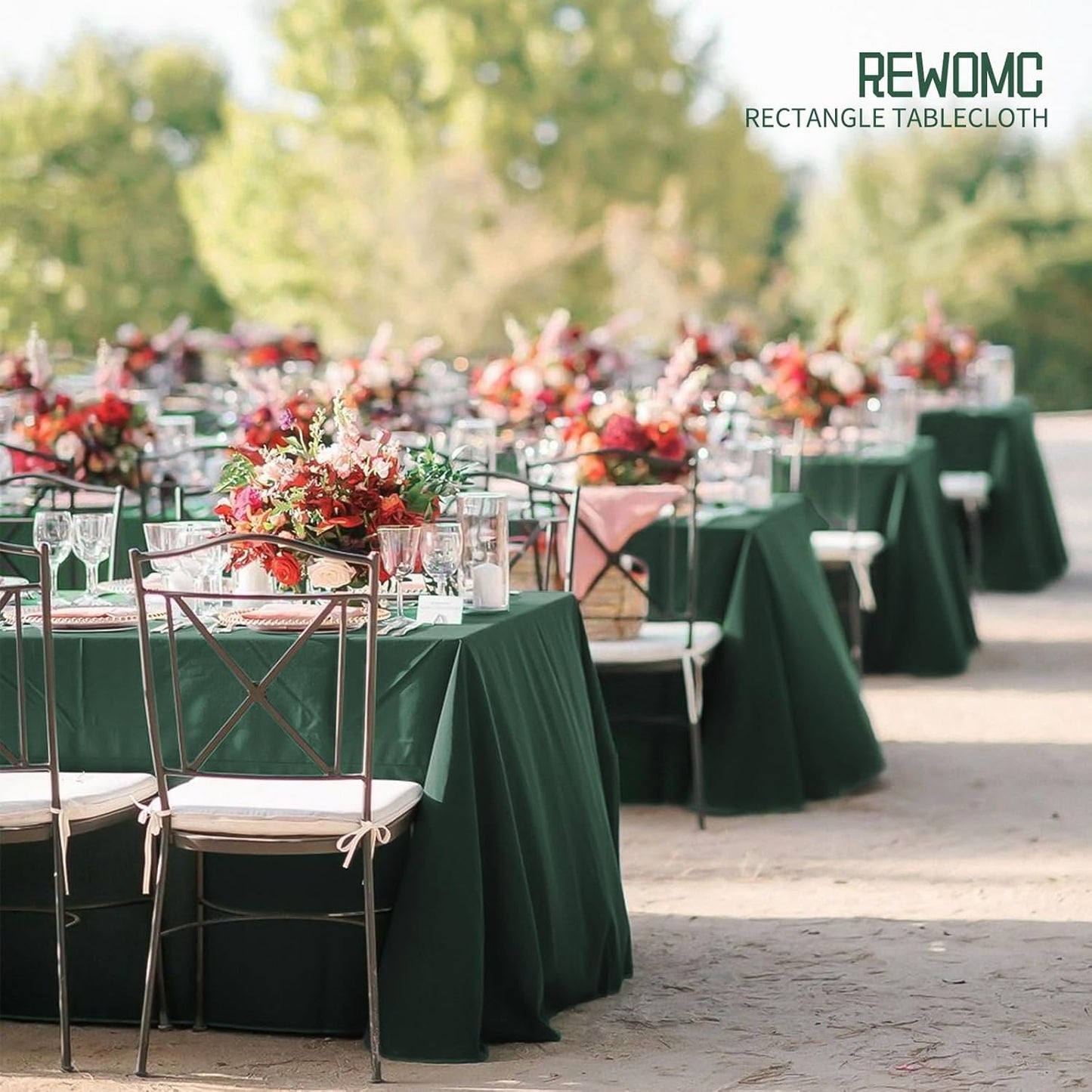 6 Pack Hunter Green Tablecloths for 8ft Rectangle Tables 60 x 126 Inch - Polyester Table Cover Stain and Wrinkle Resistant Washable Fabric Table Clothes for Wedding Party Banquet Reception Restaurant