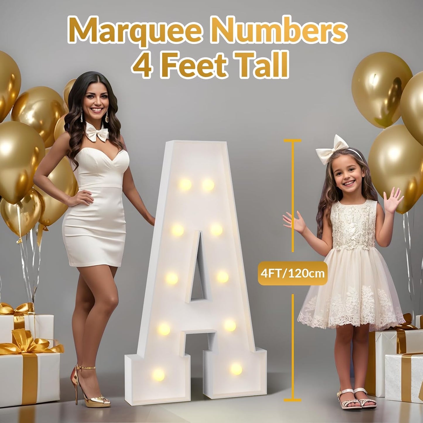 JoyMuse 4FT Marquee Numbers,Large Marquee Numbers 4 Feet Tall for Birthday Decorations Big 4FT Numbers with Light for Party Decor, Number 1