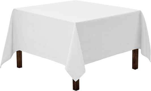 Gee Di Moda Square Tablecloth - 52 x 52 Inch White Table Cloth for Small Square or Round Tables - Heavy Duty Washable Fabric - for Buffet Table, Holiday Party, Dinner, Wedding & Baby Shower