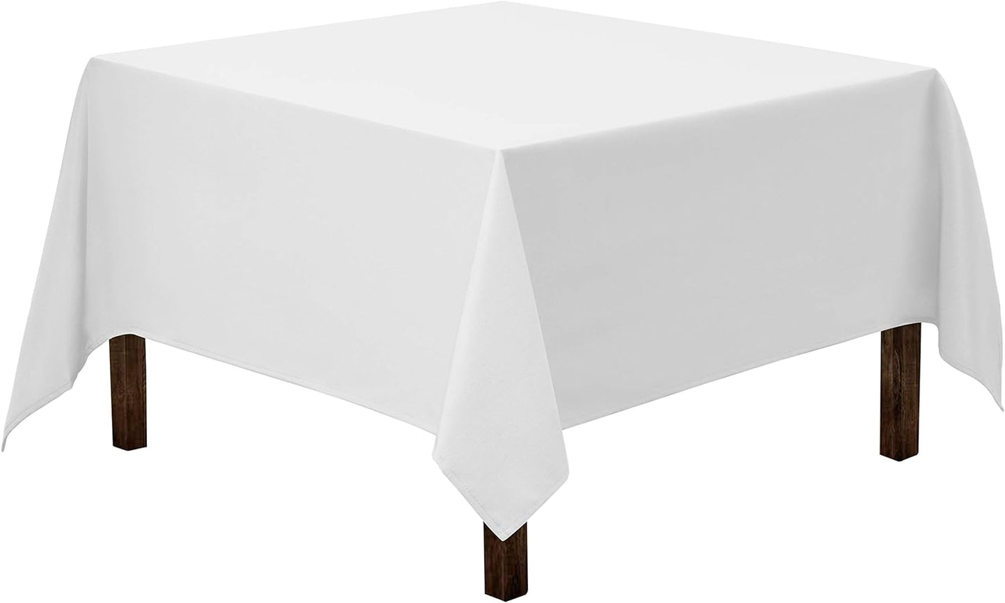 Gee Di Moda Square Tablecloth - 85 x 85 Inch White Table Cloth for Large Square or Round Tables - Heavy Duty Washable Fabric - for Buffet Table, Holiday Party, Dinner, Wedding & Baby Shower