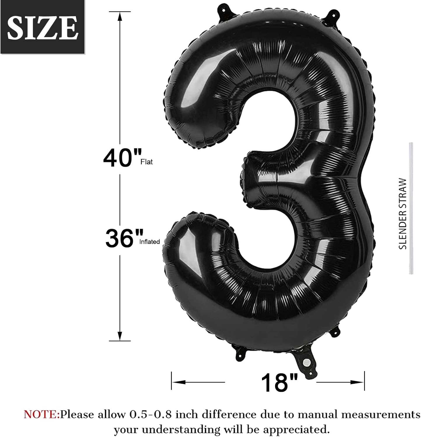40 Inch Black Number Balloon 0-9(Zero-Nine), Big Size Happy Birthday Balloon, Foil Helium Big Number Balloon for Birthday Celebration Decorations Graduations Anniversary Photo Shoot