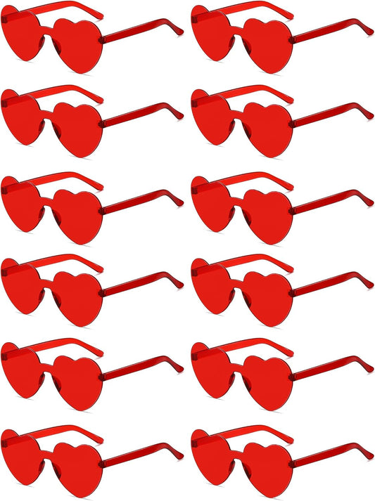 12/20/24 Pairs Heart Sunglasses for Women Men, Trendy Heart Shaped Rimless Transparent Sunglasses, Bachelorette Party