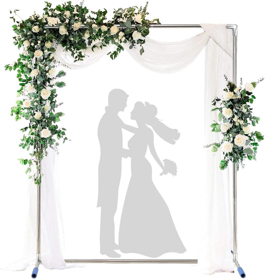 Arch Backdrop Stand,7x5 FT Metal Wedding Square Backdrop Stand for Ceremony Square Stainless Steel Backdrop Stand for Parties,Wedding,Birthday,Anniversary,Baby Shower,Garden Decoratip