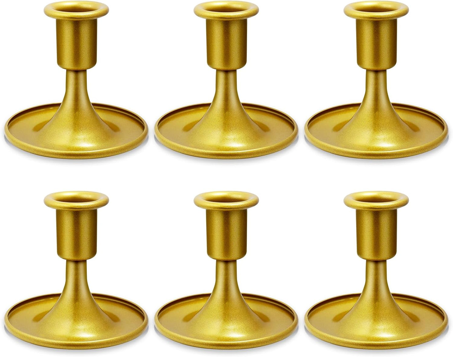 Candlestick Holders 6 PCS Short Metal Taper Candle Holders, KSWING Gold Candle Stick Holders Set, Perfect for Table Centerpiece Mantel Party Wedding Christmas Home Decor, Set of 6