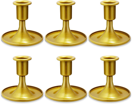 Candlestick Holders 6 PCS Short Metal Taper Candle Holders, KSWING Gold Candle Stick Holders Set, Perfect for Table Centerpiece Mantel Party Wedding Christmas Home Decor, Set of 6