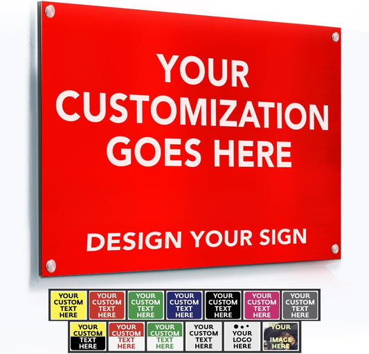 Custom Metal Signs, Personalized Aluminum, Customized Safety, Business Signs, Waterproof Outdoor, White Aluminum (Red, 24x18 In)