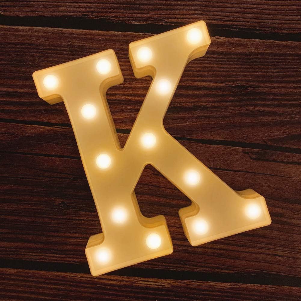 MUMUXI Marquee Light Up Letters | Large Light Up Numbers | Battery Powered and Bright with Every Letter of The Alphabet | for Wedding, Birthday, Party, Celebration, Christmas or Home Decoration (K)