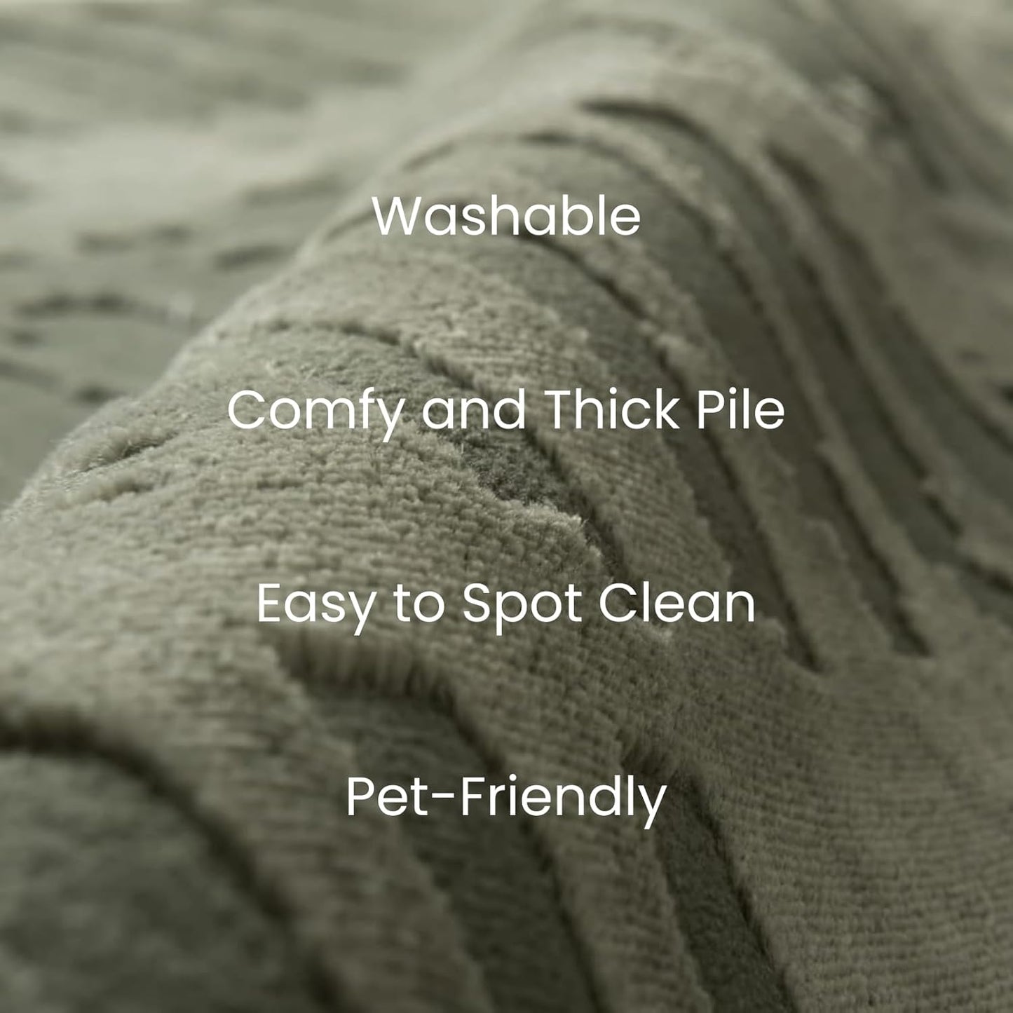 Revival Rugs Shell 6'7"x9' Washable Area Rug for Living Room Bedroom - 100% Recycled Oeko-TEX Certified, Medium Pile, Green