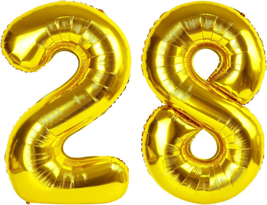 Gold Foil Number 28 Balloon 40 Inch, Helium Mylar Number 28 Birthday Balloons, Gold Women Men 28 Wedding Anniversary, Graduations Party Supplies
