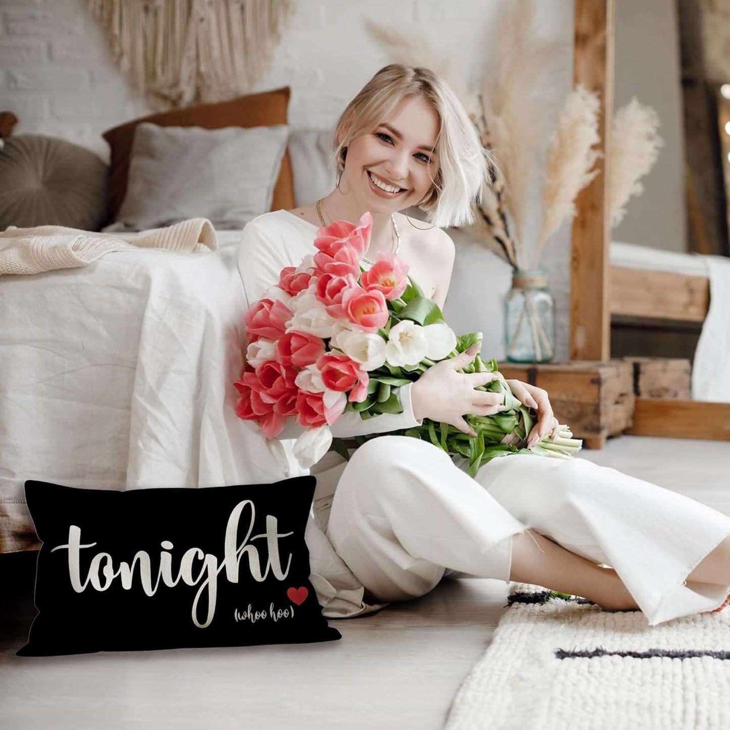 Mancheng-zi Bridal Gift,12x20 Pillow Cover,Bridal Shower Gifts,Funny Couples Reversible Linen Pillow Cover, Bachelorette Party Gifts,Bridal Gifts for Bride,Wedding Gifts for Bride(Black)