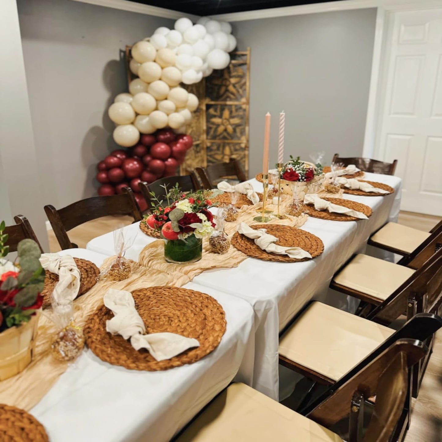 6 Pack Champagne Cheesecloth Table Runners Fall Thanksgiving Cheese Cloth Table Runner 10FT Boho Sheer Gauze Runner 35x120 Inches Long for Bridal Shower Wedding Baby Shower Party Decor