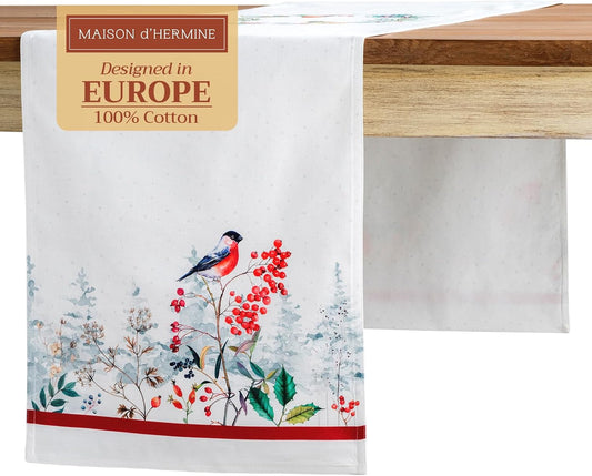 Maison d' Hermine Table Runner 100% Cotton Double Layer Table Runners 108 inches Long Decorative for Home Kitchen Dining Party Baby Shower Wedding Bridal Shower (Morzine, 14.50" x 108")