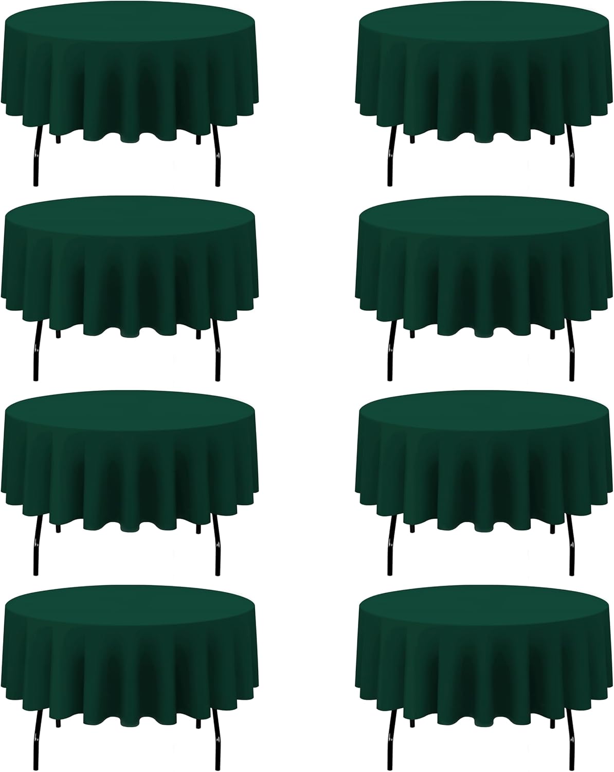 BRILLMAX 8 Pack Hunter Green Round Tablecloths 90 Inch - Circle Bulk Linen Polyester Fabric Washable Table Cloth Cover for Wedding Reception Banquet Birthday Party Buffet Restaurant