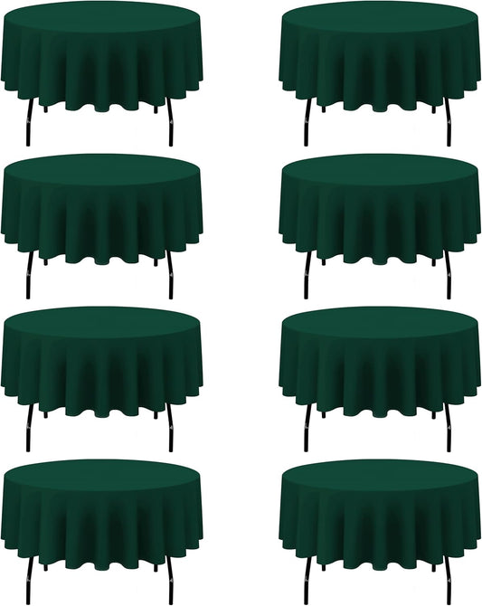 BRILLMAX 8 Pack Hunter Green Round Tablecloths 90 Inch - Circle Bulk Linen Polyester Fabric Washable Table Cloth Cover for Wedding Reception Banquet Birthday Party Buffet Restaurant