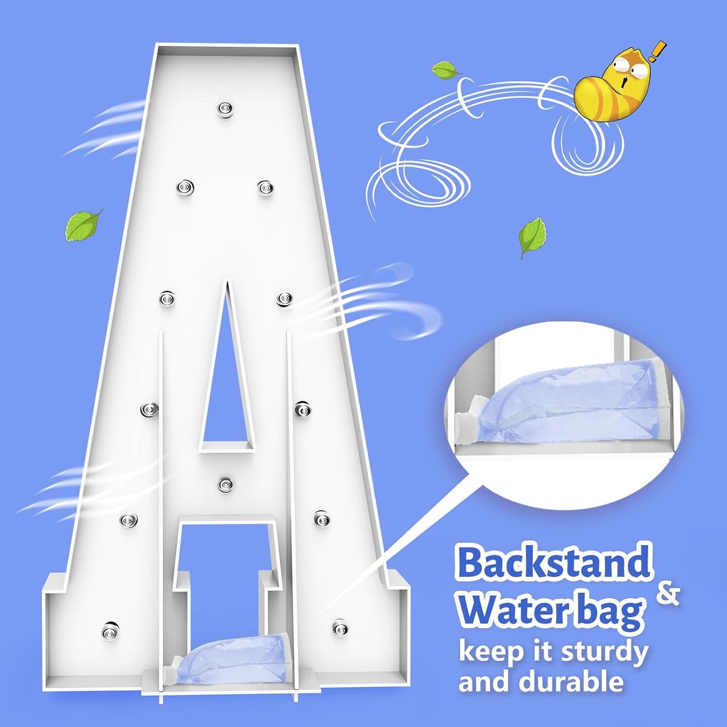 4FT Marquee Light Up Letters - Cool White Light Up Letters A with Fixed Water Bag, Party Decoration Large Marquee Light Up Letters can Be Used for Wedding Decoration, Birthday Party Decoration