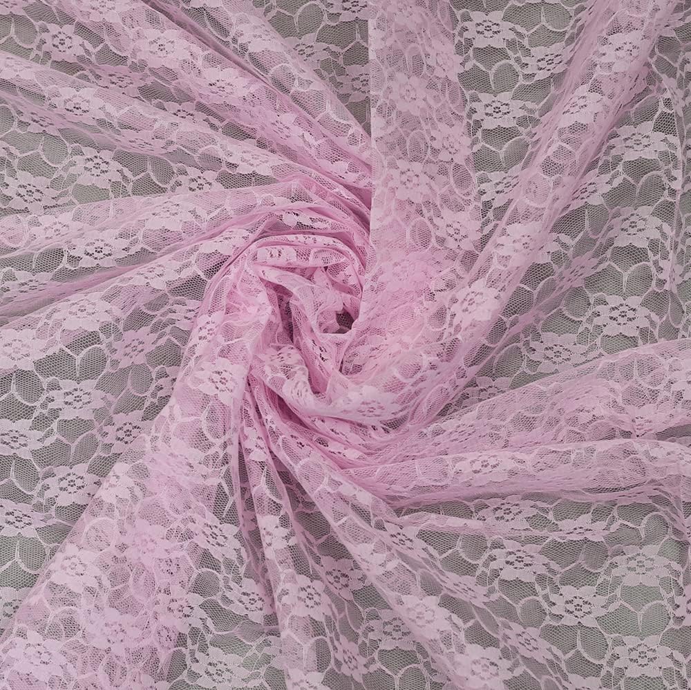 MDS Pack of 10 Wedding 12 x 108 inches Lace Table Runner for Wedding, Decorations for Birthday Parties, Banquets, Graduations, Engagements, and Runners fit Rectangle, Round Table- Blush Pink