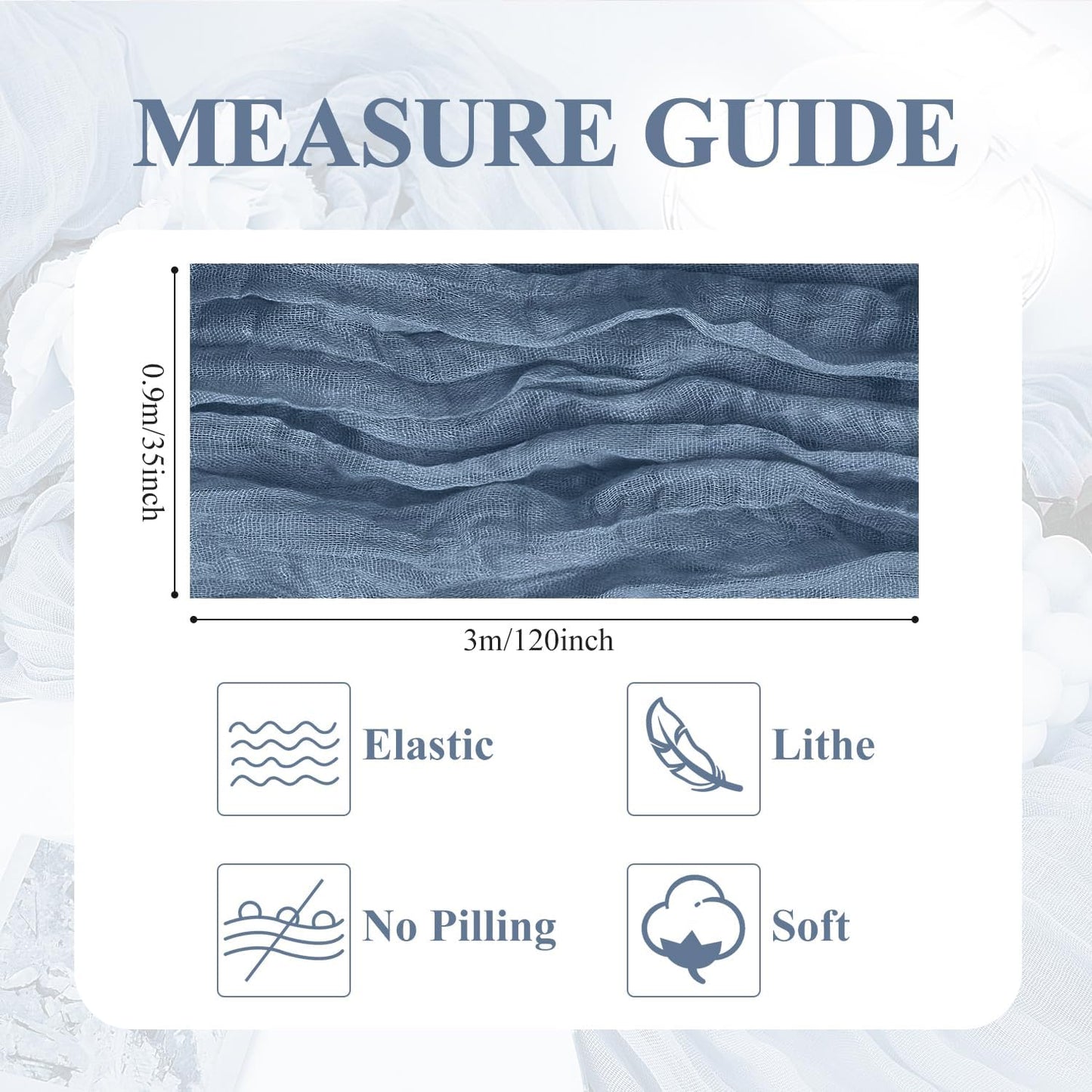 Asee'm 3pcs Cheesecloth Table Runner 120 Inches Dusty Blue Boho Gauze Cheese Cloth Runner 10FT Rustic Sheer Table Runners for Centerpiece Wedding Baby Shower Spring Easter Decoration