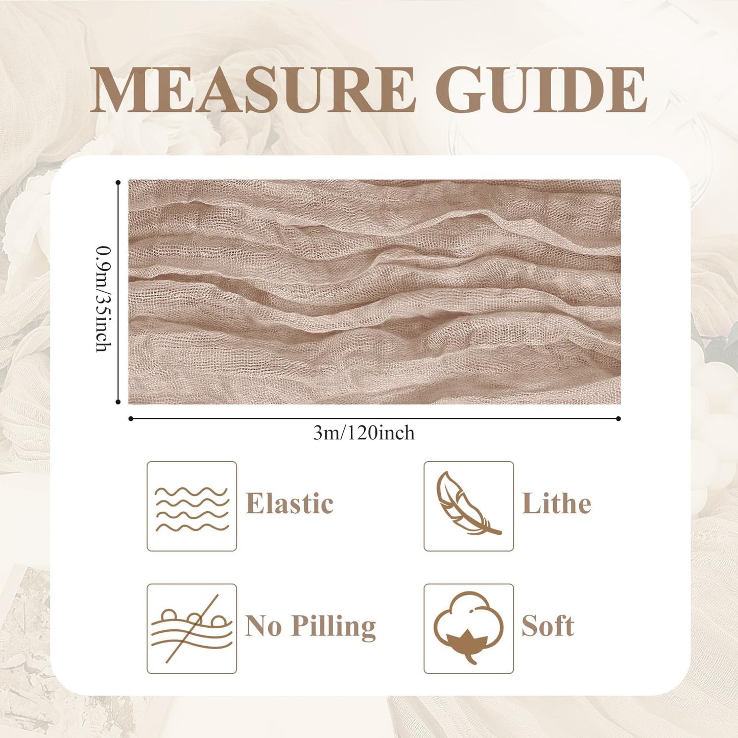 Asee'm Cheesecloth Table Runner 120 Inches Long Nude Pink Boho Gauze Cheese Cloth Runner 10FT Rustic Sheer Fall Table Runners for Thanksgiving Christmas Wedding Party Baby Shower Decoration