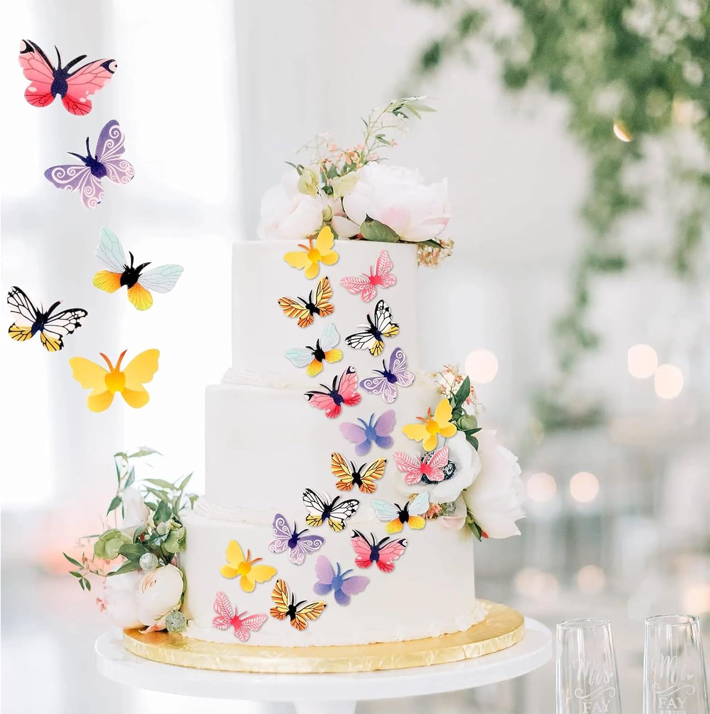 YOcity 72Pcs Edible Butterflies Cake Toppers Edible Butterfly Cupcake Toppers Wafer Paper Butterflies Edible Butterfly Cake Decorations for Wedding Birthday Party Cupcakes Decorating(Mix Color)