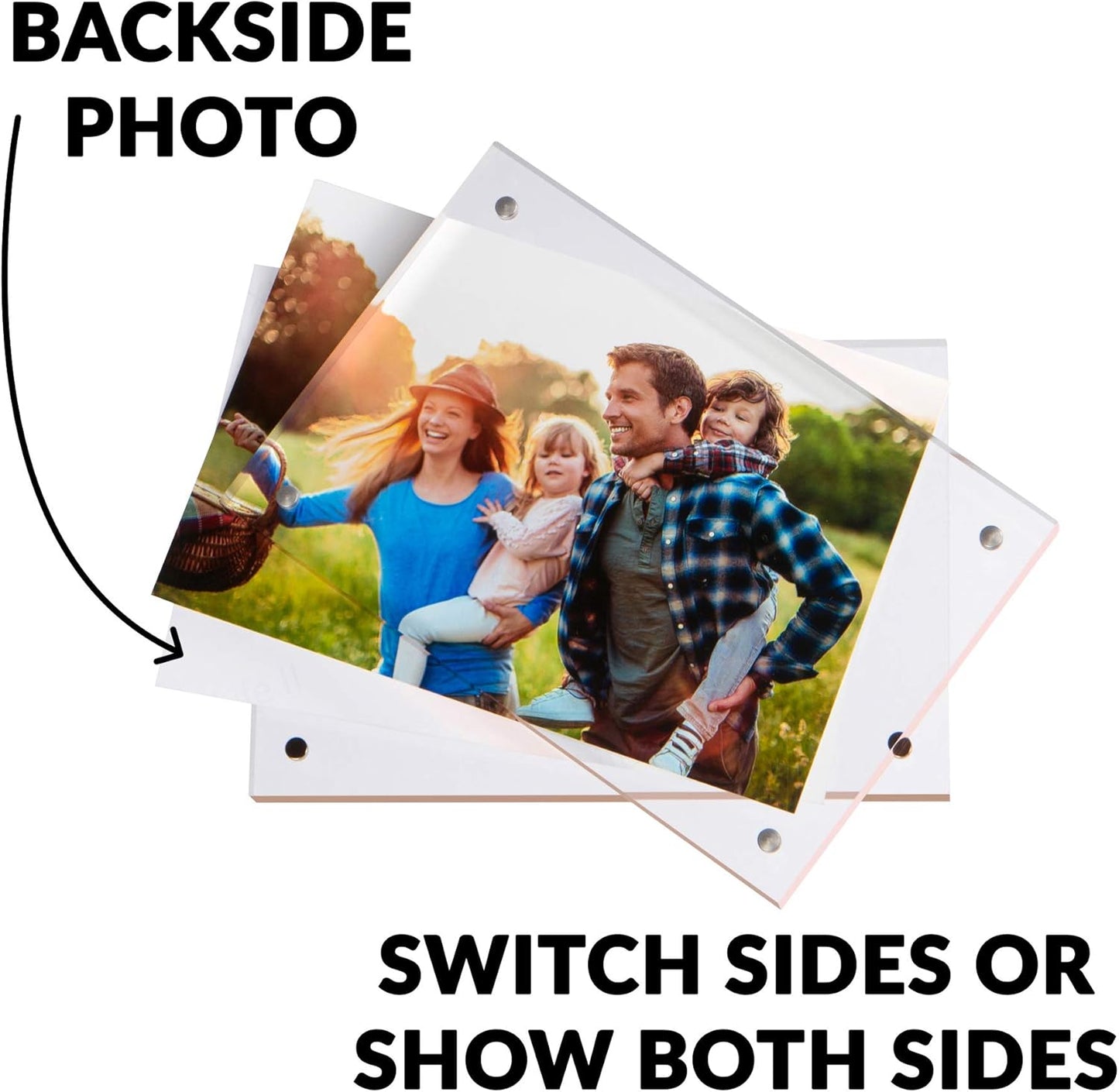 SimbaLux Magnetic Acrylic Picture Photo Frame 8x10 inches 24mm Thick with UV Protection (1 Pack) Clear Glass Like, Double Sided Frameless Desktop Floating Display, Free Standing, 20% Thicker than Most